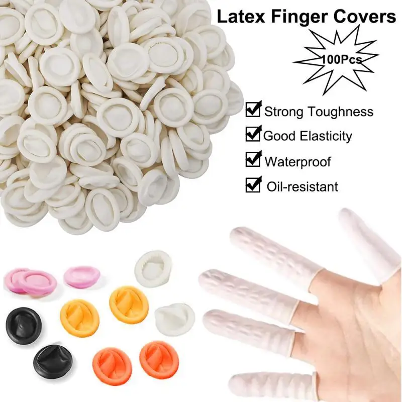 

100PCS Disposable Finger Cover Rubber Gloves Anti-static Latex Finger Cot Fingertip Protector Finger Thumb Sleeve Glove