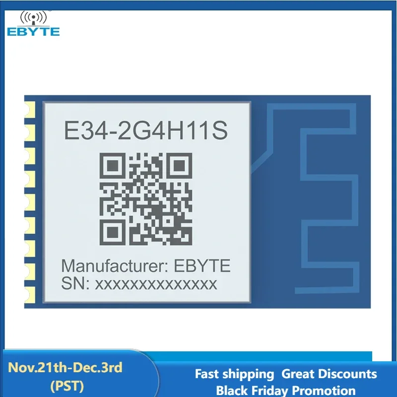 2.4GHz Wireless Serial Module EBYTE E34-2G4H11S Auto Frequency Hopping Anti-Interference Low Latency SMD PCB Antenna GFSK