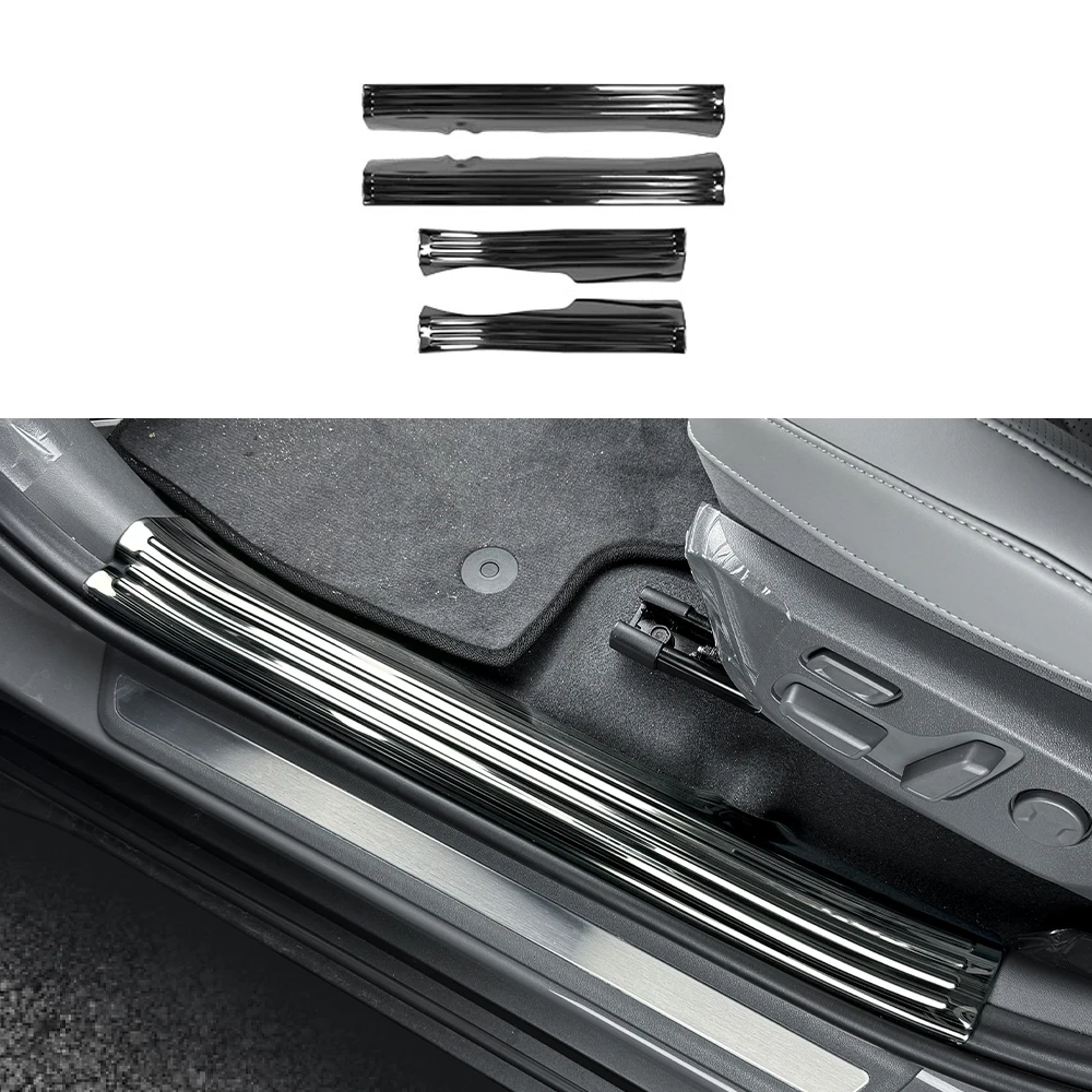 

4PCS Black Silver Stainless Steel Inner Door Sill Protectors Front Rear Sill Threshold Guards For Kia EV3 2024 2025 Accessories