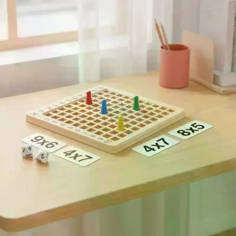 Multiplication Board Game 99 Wooden Montessori Kids Learning Educational Toys Math Counting Hundred Board Interactive Thinking