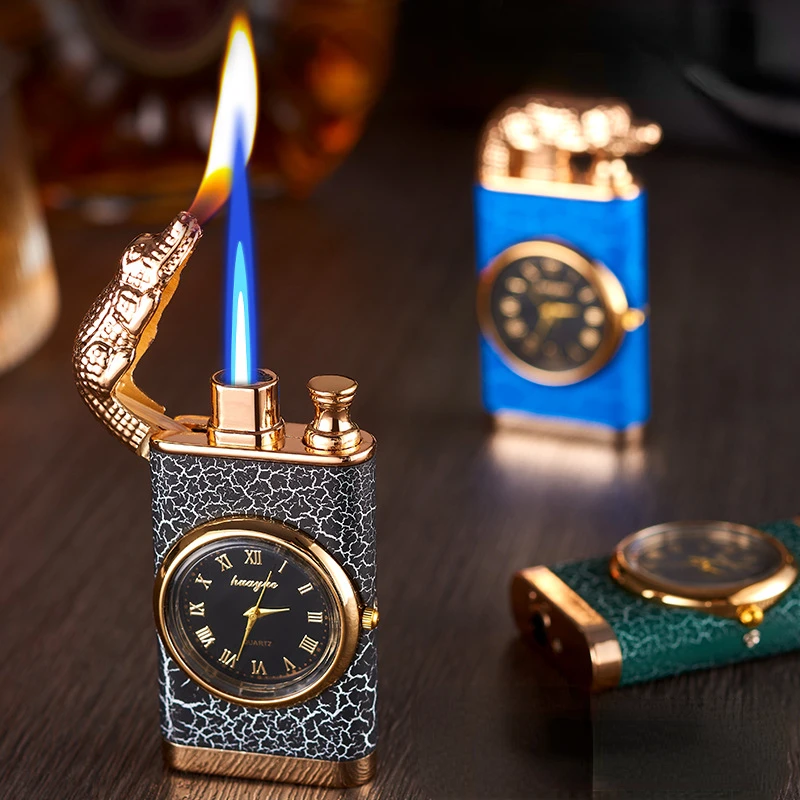 Double Fire Switching Lighter with A Dial, Integrated Metal, Inflatable, Windproof, Blue Flame, Cool, Trendy, New