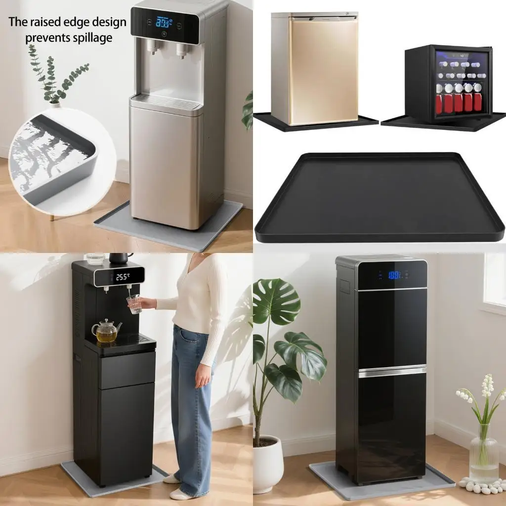 

J1HF Mini Fridge Silicone Mat 19.6x19.6inch Under Refrigerator Waterproof Mat With Raised Protective Carpet Floor For Fridge