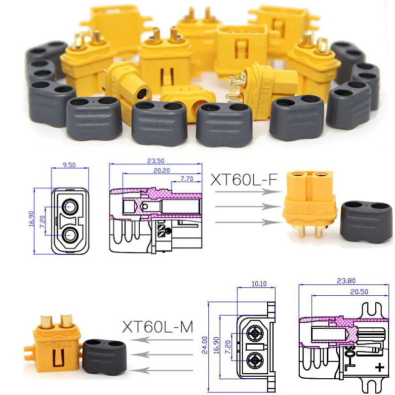 10 x Amass XT60L XT60-L 커넥터 플러그 시스 하우징 남성 및 여성 예비 부품 DIY RC 모델 (5 쌍)