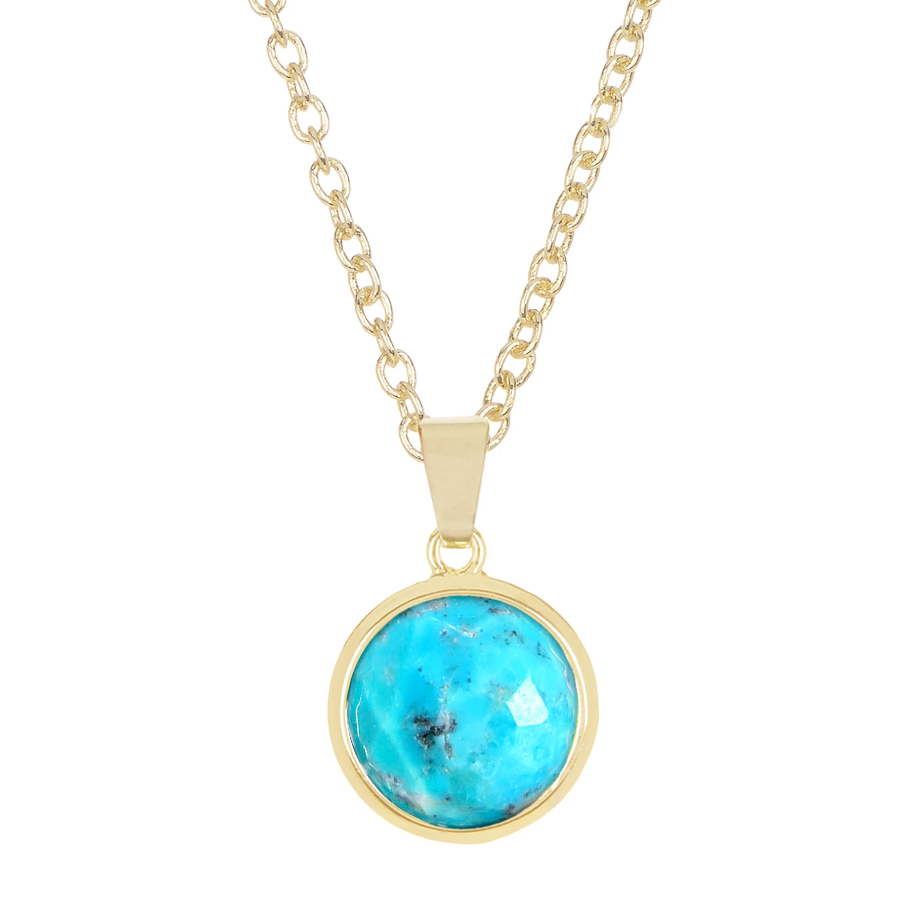 

Turquoise Quartz Gemstone Round Pendant Necklace Jewelry