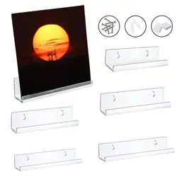 4/7/12inch Acrylic Record Display Stand Shelf Clear Wall Mounted Vinyl Record Holder Floating Shelves Record Album Storage Rack