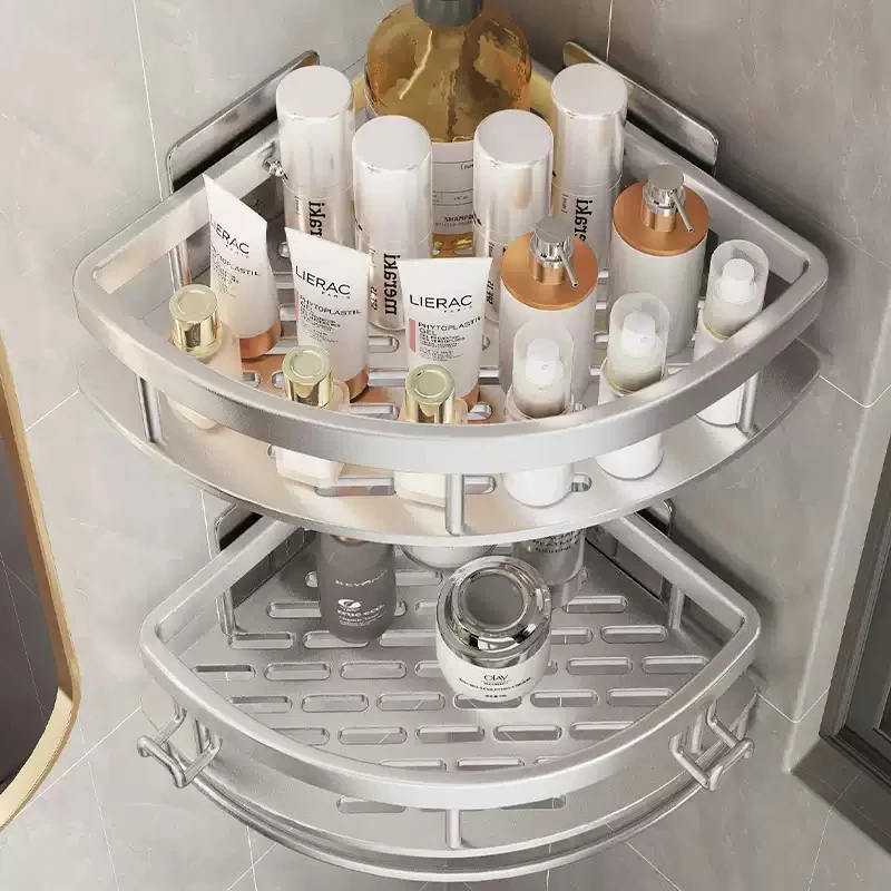 2025 New Bathroom Shelf Aluminum Alloy Shampoo Rack Makeup Storage Organizer Shower Shelf Bathroom No Drill Wall Corner Shelf