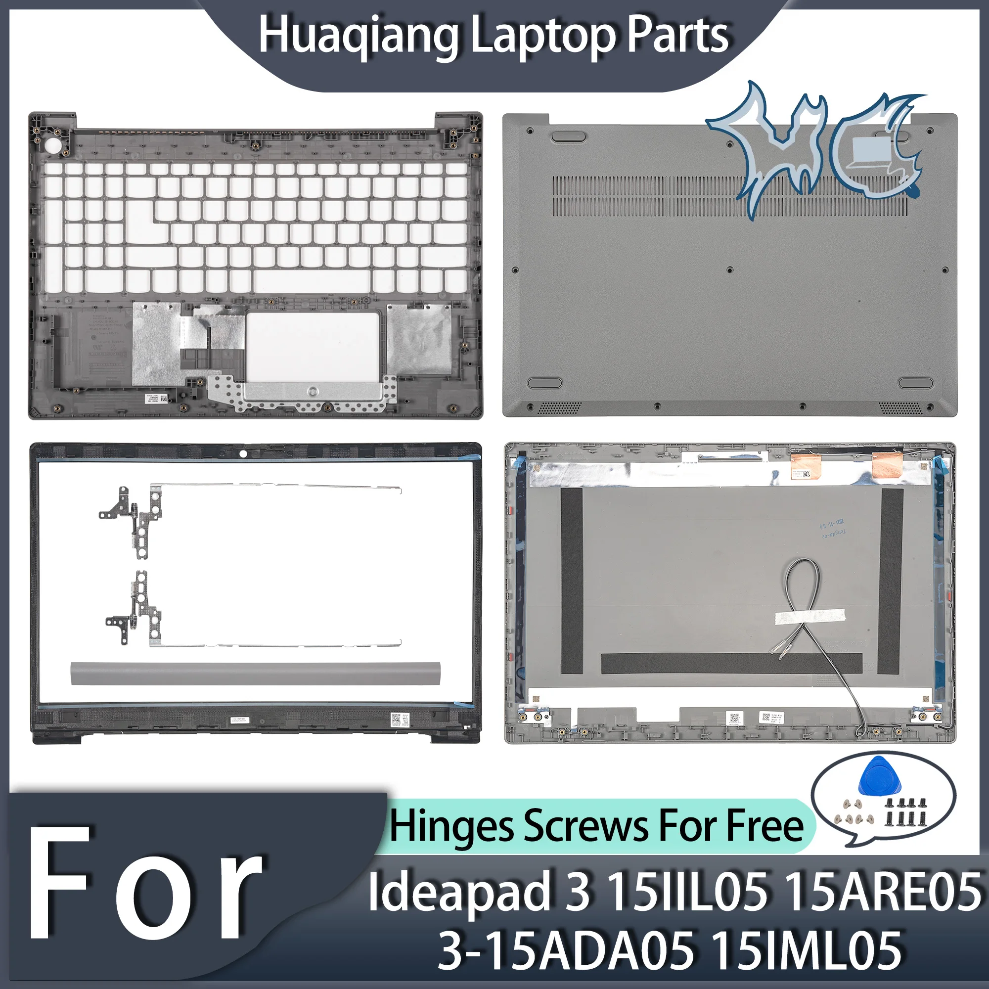 

Housing Case For Ideapad 3 15IIL05 15ARE05 3-15ADA05 15IML05 15ITL05 2020LCDBack Cover Bezel Bottom Hinges silvery