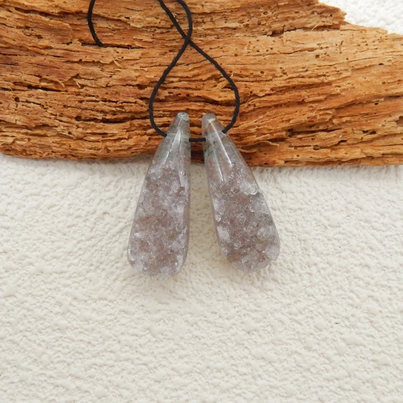 

Natural Druzy Amethyst Agate Water Drop Earring Beads, Gemstone Jewelry Accessories For Earring Making, 32x12x9mm, 11.4g