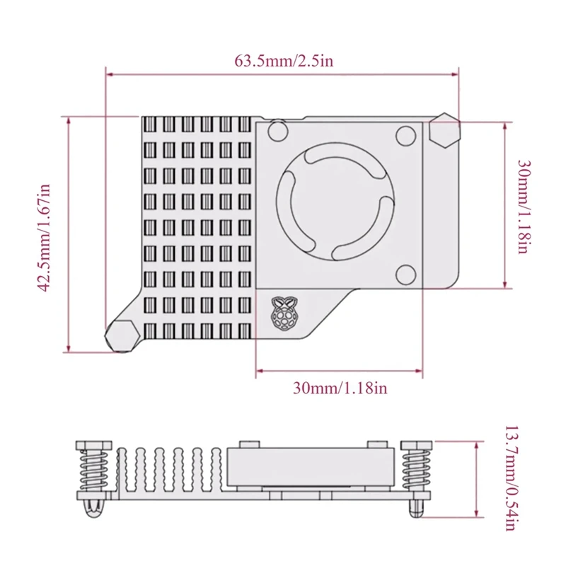 B04B-Official Active Cooler Cooler Fan Anodized Aluminum Heatsink DC 5V Support PWM Speed Control For Raspberry Pi 5