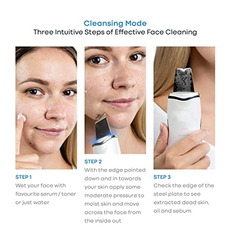 Ultrasonic Skin Scrub Skin Scraper Pore Cleanser Exfoliating Cleanser Black Head Exfoliating Essence Face Scrubber Lift Machine