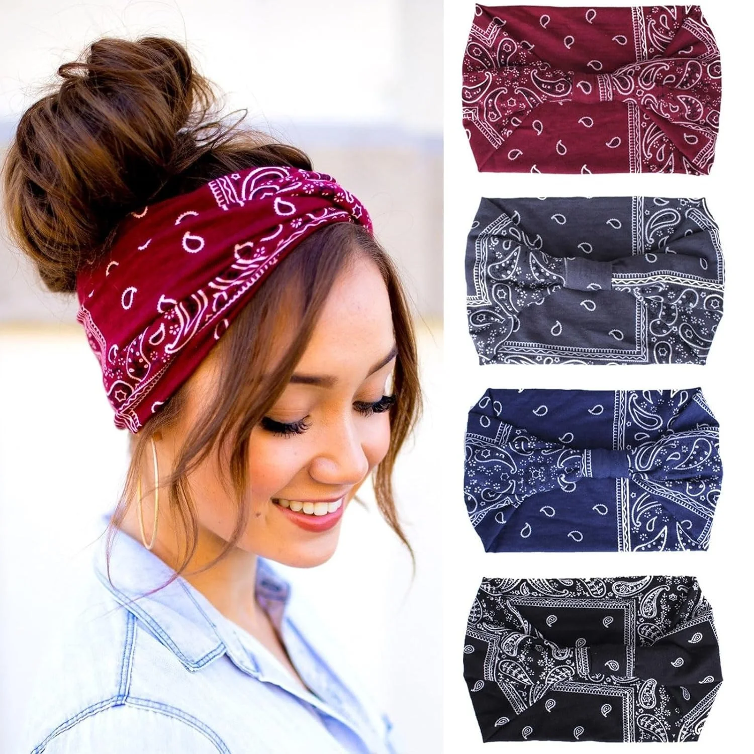 Women'S Exercise Accessories - 3 Pack Wide Headbands for Women