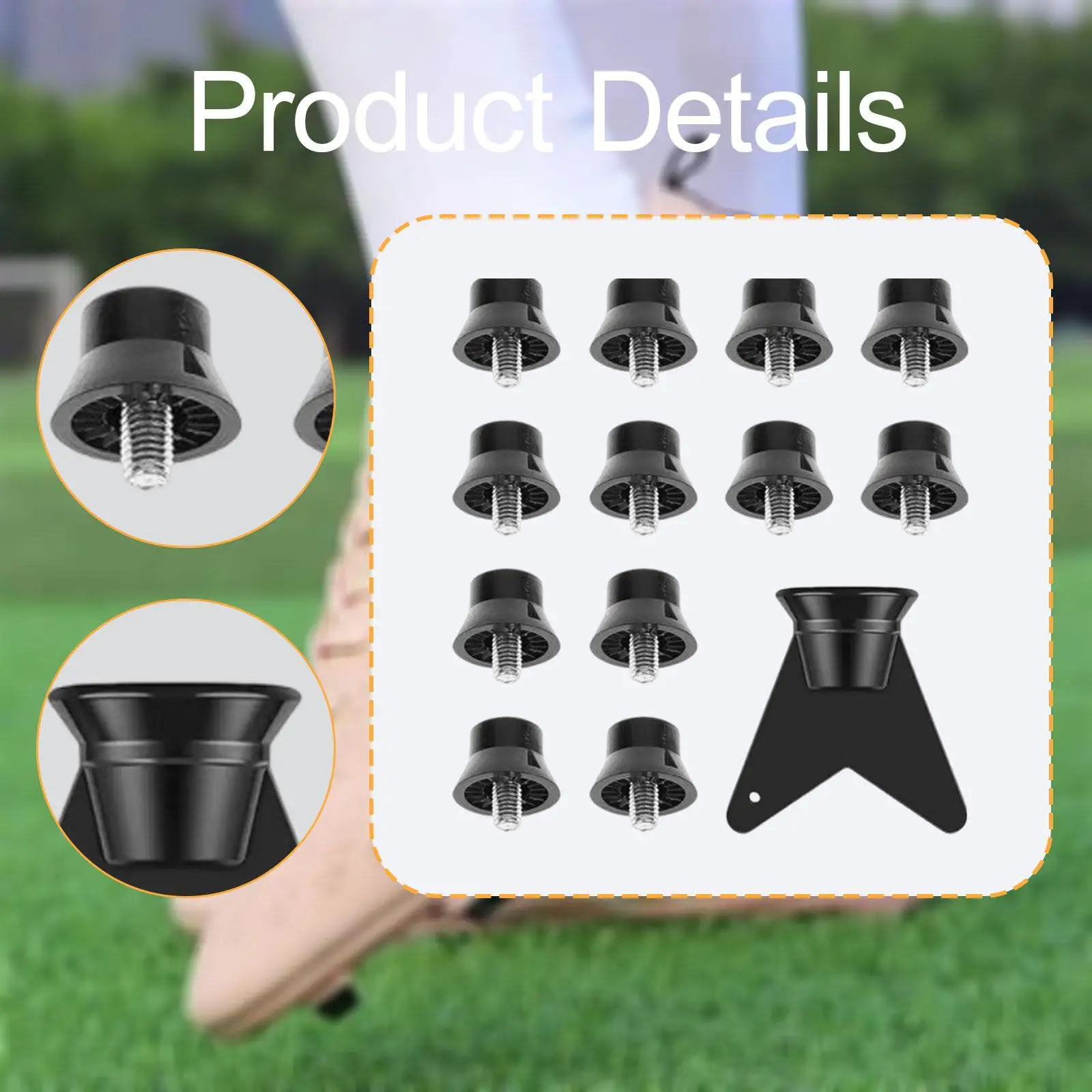 

Nylon Boot Spike Wrench Kit Black Sturdy Football Shoe Spikes Replacement for Athletics Speed Training