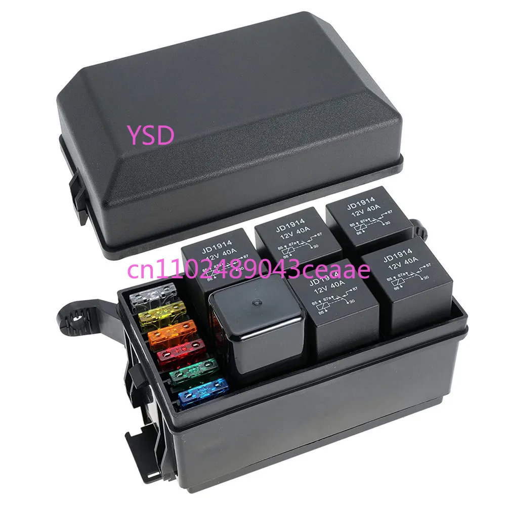 12V 6 Slot Relay Box ATC ATO Fuse Holder 6 Way Relay Holder Fuse Relay