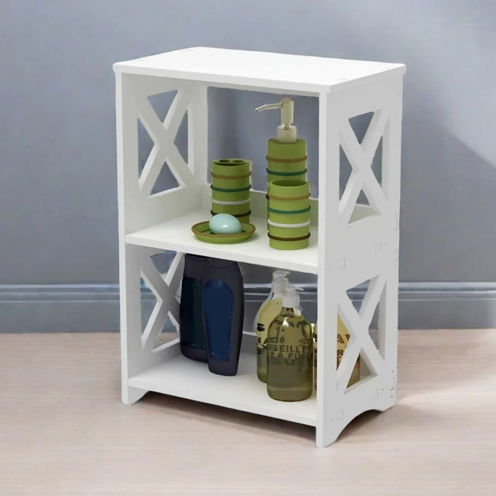 Elegant Nightstand with 3 Tiers and Storage Shelf Made from Waterproof PVC Board Perfect for Small Living Areas