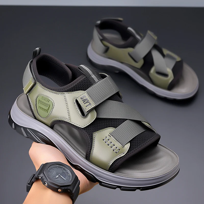 Fashion Designer Men Sandals mesh Breathable Casual Shoes for Men Outdoor summer Non Slip Beach Sandals Male Platform Sandalias image 2