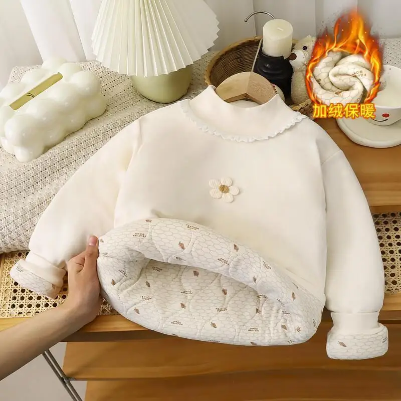 Kawaii Casual Coat Tops Fashion Childrens Clothing 2024 Autumn Winter New Fleece Lined Thickened Kids Cartoon Hoodie Boys Girls