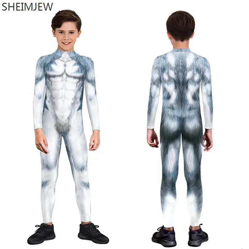 Kids Animal Cosplay Jumpsuit 3d Digital Animal Texture Print Bodysuit For Boys Girls Halloween Carnival Party Anime Zentai Suits