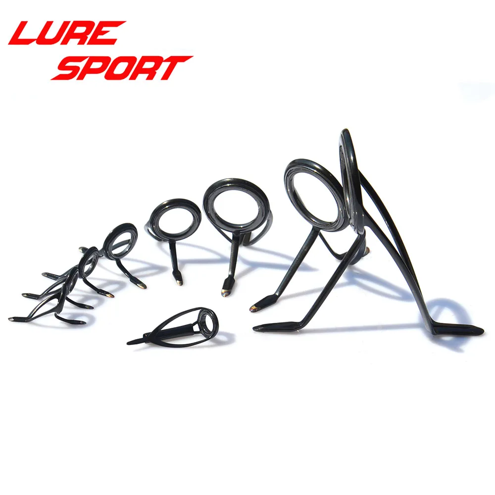 LureSport 9pcs 11pcs Black Frame guides Set MN Top KW guide Heavy Boat Rod Building component Repair fishing pole DIY Accessory