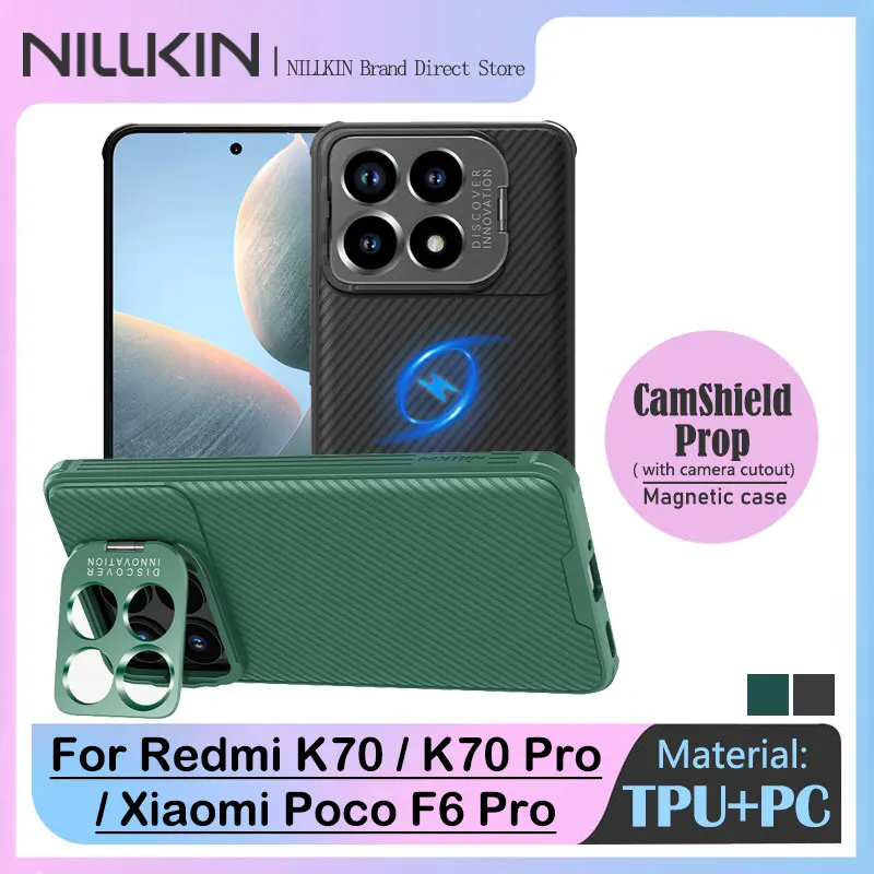 

for Xiaomi Poco F6 Pro MagSafe Case with camera cutout Nillkin CamShield Prop Magnetic Case For Redmi K70Pro cover for Redmi K70