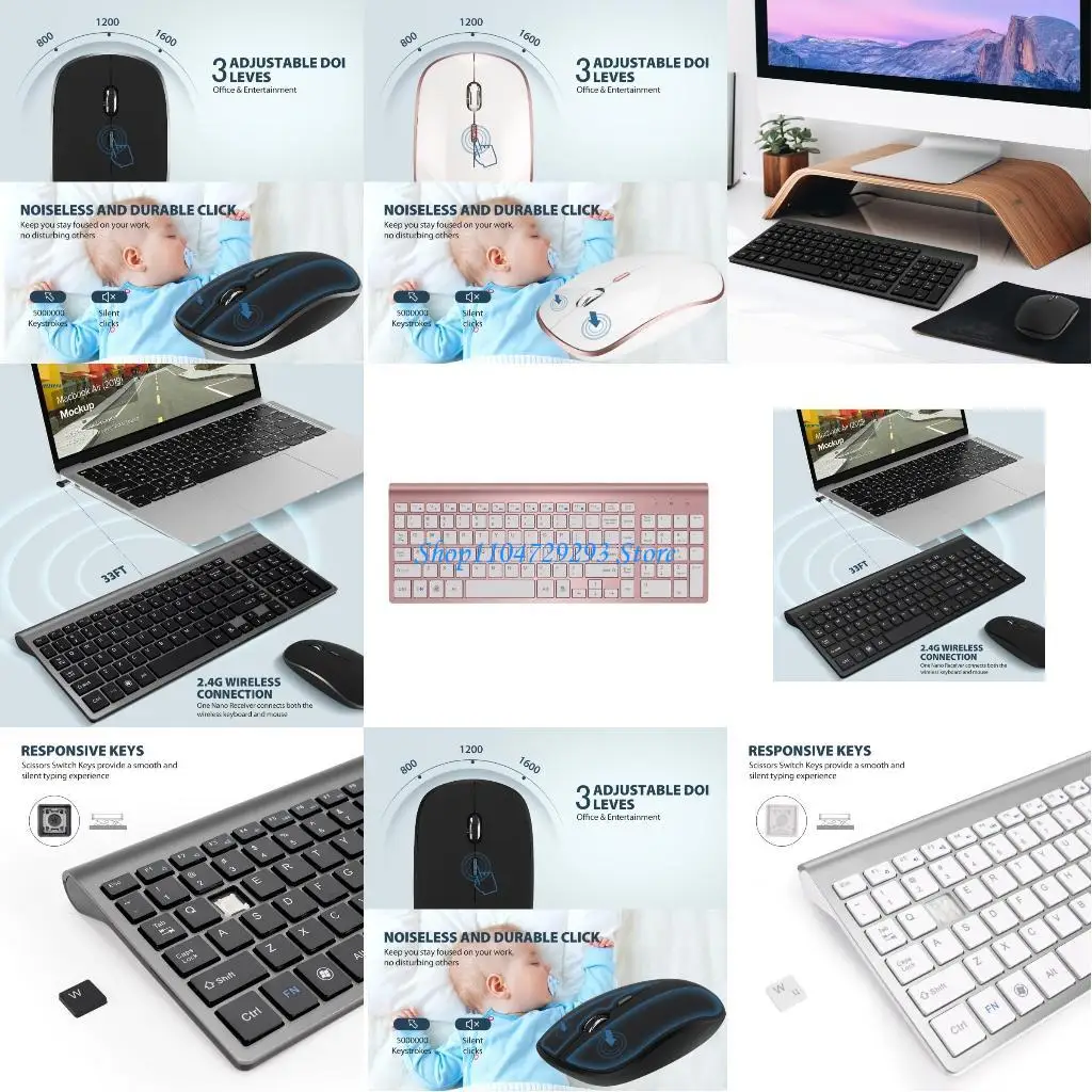 

Y2GD Wireless Keyboards and Mouse,Wireless Mouse and Keyboards Combos,Cordless USB Combos
