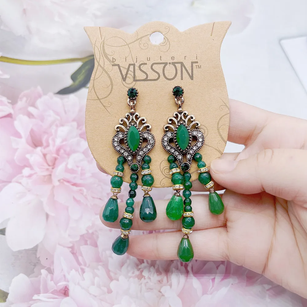 Neovisson Trendy Morocco Handmade Natural Stone Dangle Earrings For Aristocratic Women Wedding Jewelry Bride Gift