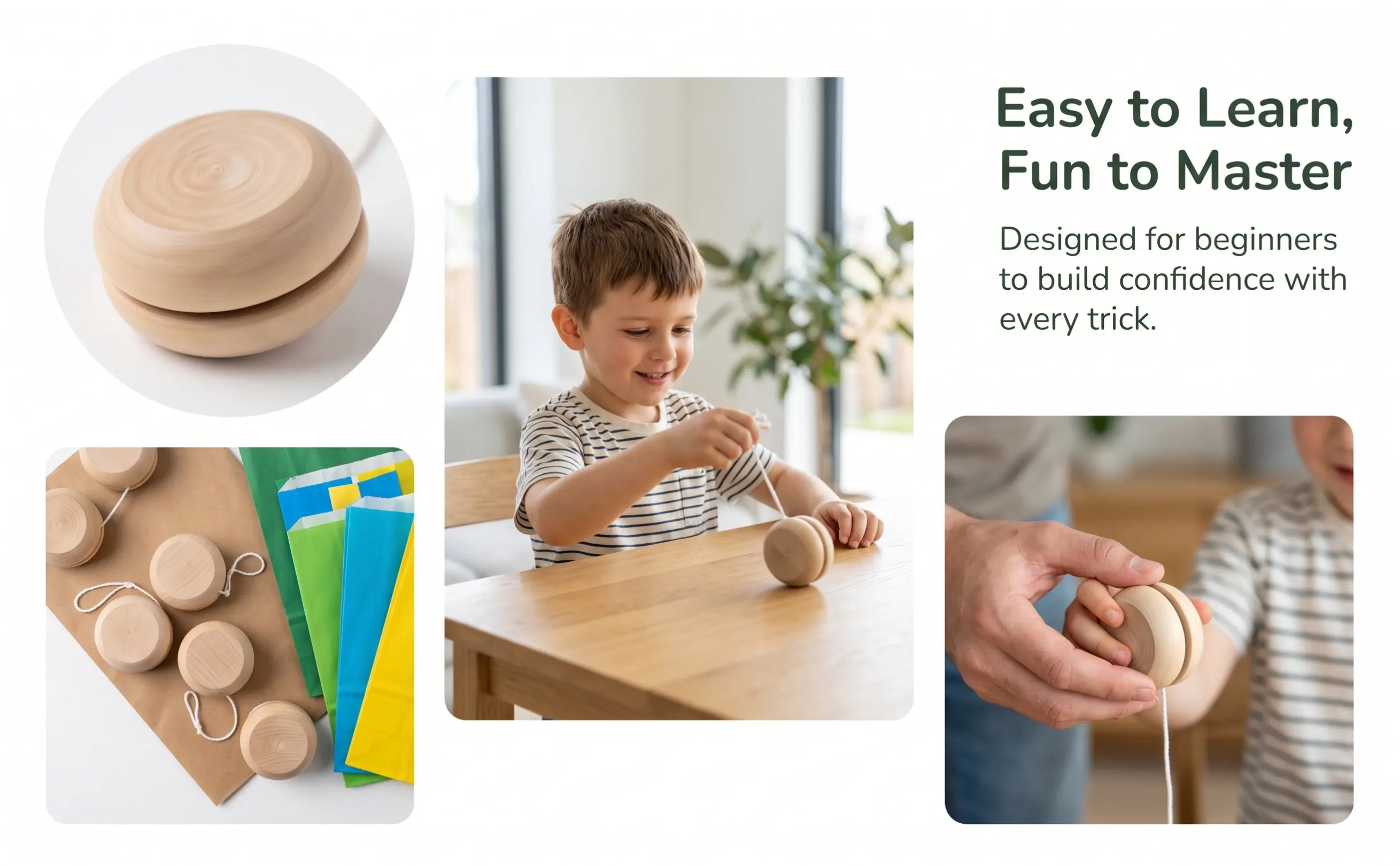 15Pcs Wooden Yo-Yo Hand Painting Set Kids Creative Game Birthday Party DIY Accessory Plaything Yo- Wood String Ball Toy