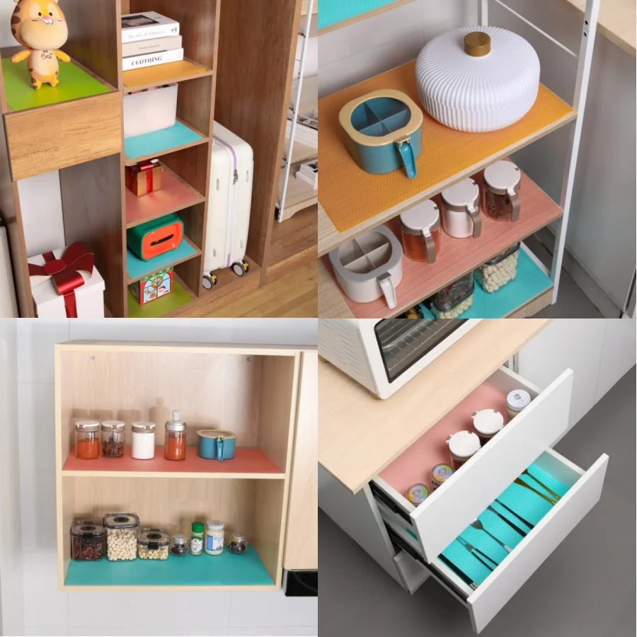 Cuttable waterproof, oil-proof and moisture-proof pad for kitchen refrigerator cabinet and drawer anti-slip paper covering