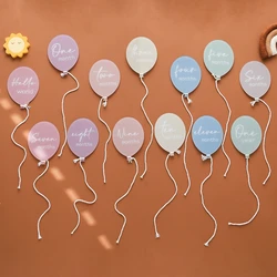 13pcs/set Baby Acrylic Balloon Milestone Cards Number Monthly Memorial Photography Prop For 0-12 Months Newborn Birth Gift