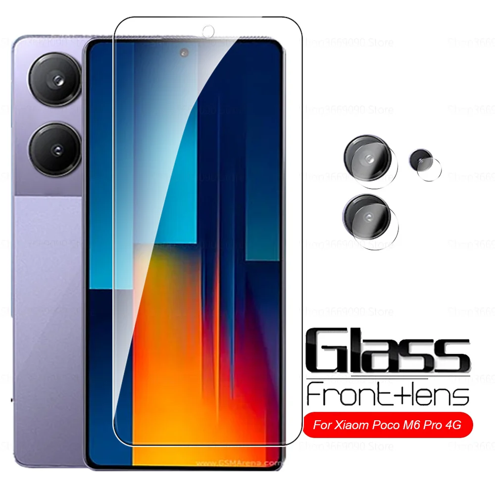 2In1 Tempererd Glass For Xiaomi Poco M6 Pro 4G Camera Lens Phone Screen Protector Glass Pocophone Little M 6 M6Pro M6 Pro 6Pro