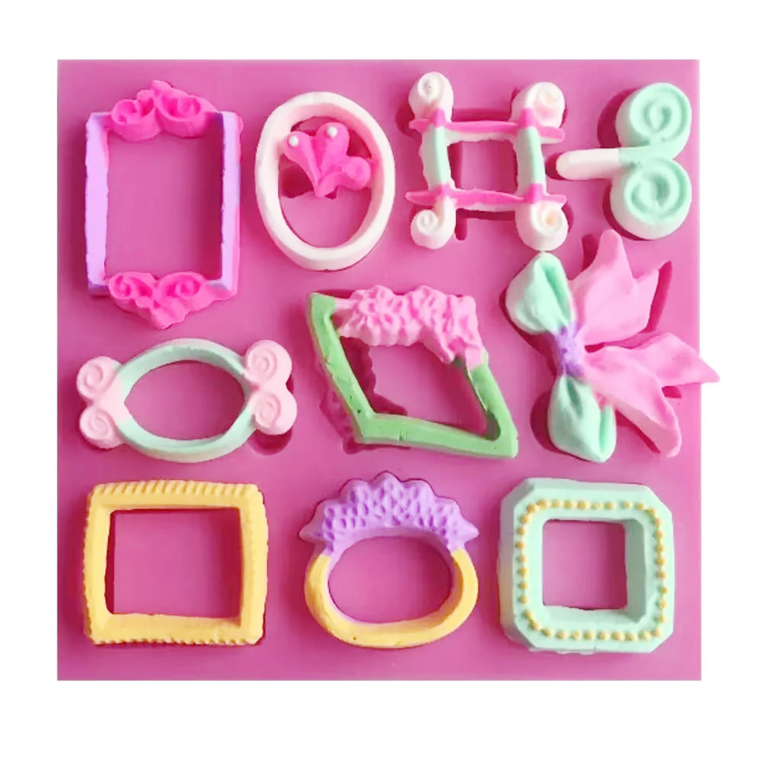 Big Square Frame Silicone Epoxy Resin Plaster Mould Fondant Molds Cake Decorating Tools polymer clay Molds