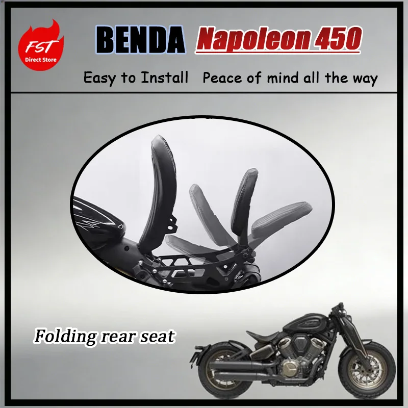 FOR Vintage Cruiser Hidden Passenger Seat  BENDA Napoleon 450 Foldable Rear Saddle Dual-Purpose Decor & Function Motorcycle Part