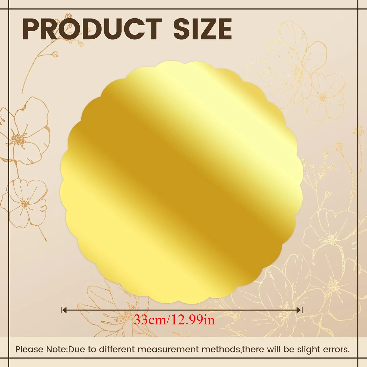 مفرش طاولة ورقي مستدير بحافة متموجة ذهبية، مفرش طاولة للاستعمال مرة واحدة، مناسب لحفلات الزفاف والحفلات والولائم وديكور طاولة عيد الميلاد #6