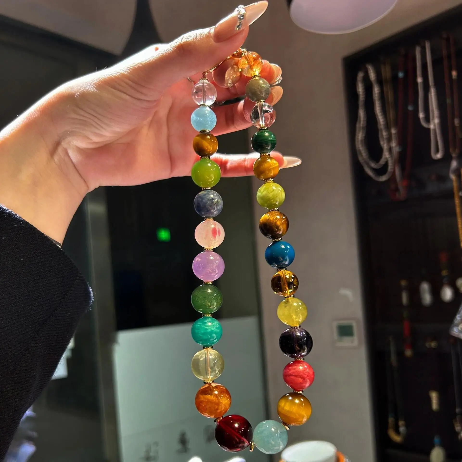 Boutique crystal Duobao round bead necklace colorful and gorgeous jewelry birthday gift for girlfriend and girlfriend