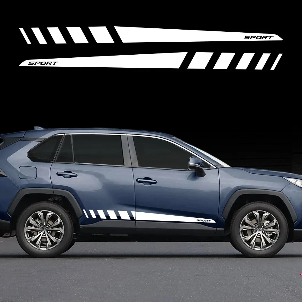 2PCS Car Door Side Skirts Stickers Self-adhesive Vinyl Decals Auto Body Styling Decoration Stickers Accessories For Toyota RAV4
