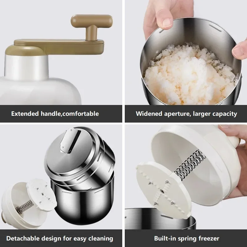 New 304 Stainless Steel Hand Operated Shaved Ice Household Mein Mein Ice Crusher Manual DIY Sand Ice Machine  Kitchen Tool