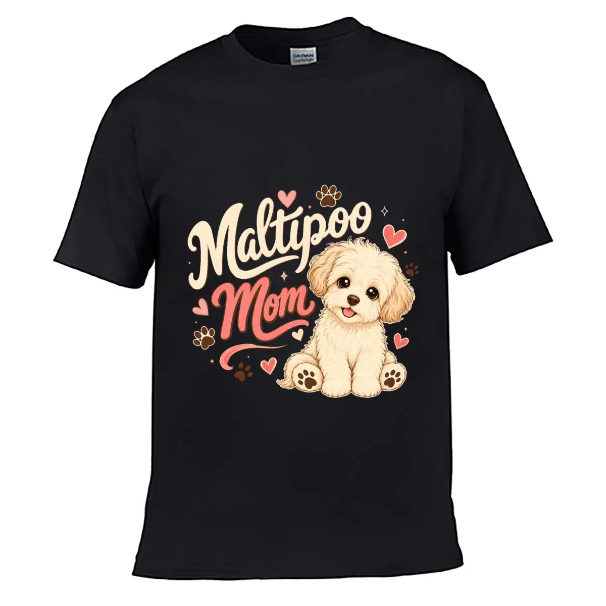 Camiseta Casual con Estampado de Cachorro Maltipoo, Estilo Vintage, Desgastada y Lavada