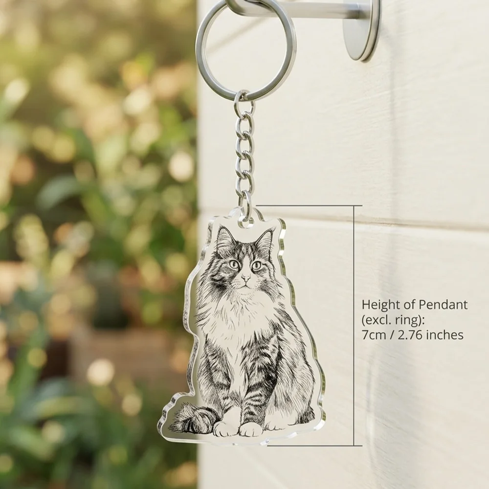 Custom Pet Drawing Keychain,Personalized Acrylic Pet Portrait Key Ring,Gift ForGraduation,Anniversary,Holiday,PetEnthusiasts。