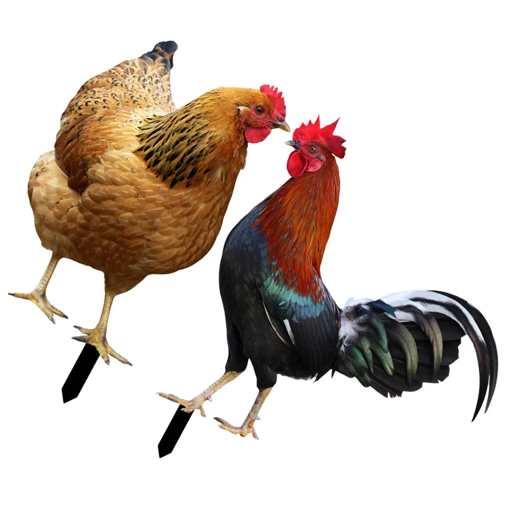 1Set Lifelike Acrylic Garden Chicken Stake Rooster Hen Decorative Insert for Lawn Yard Courtyard Doorway Festive Garden