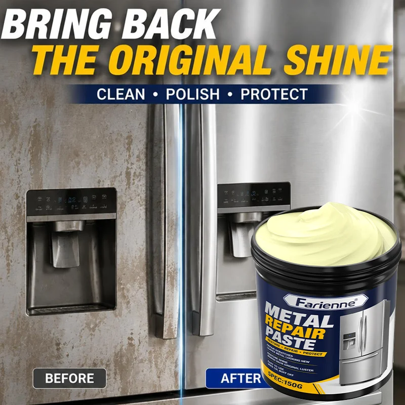 KJM Metal Polish Paste Stainless Steel Cleaner For Refrigerator Kitchen Appliance Rust Removal Scratch Repair Shine Restoration