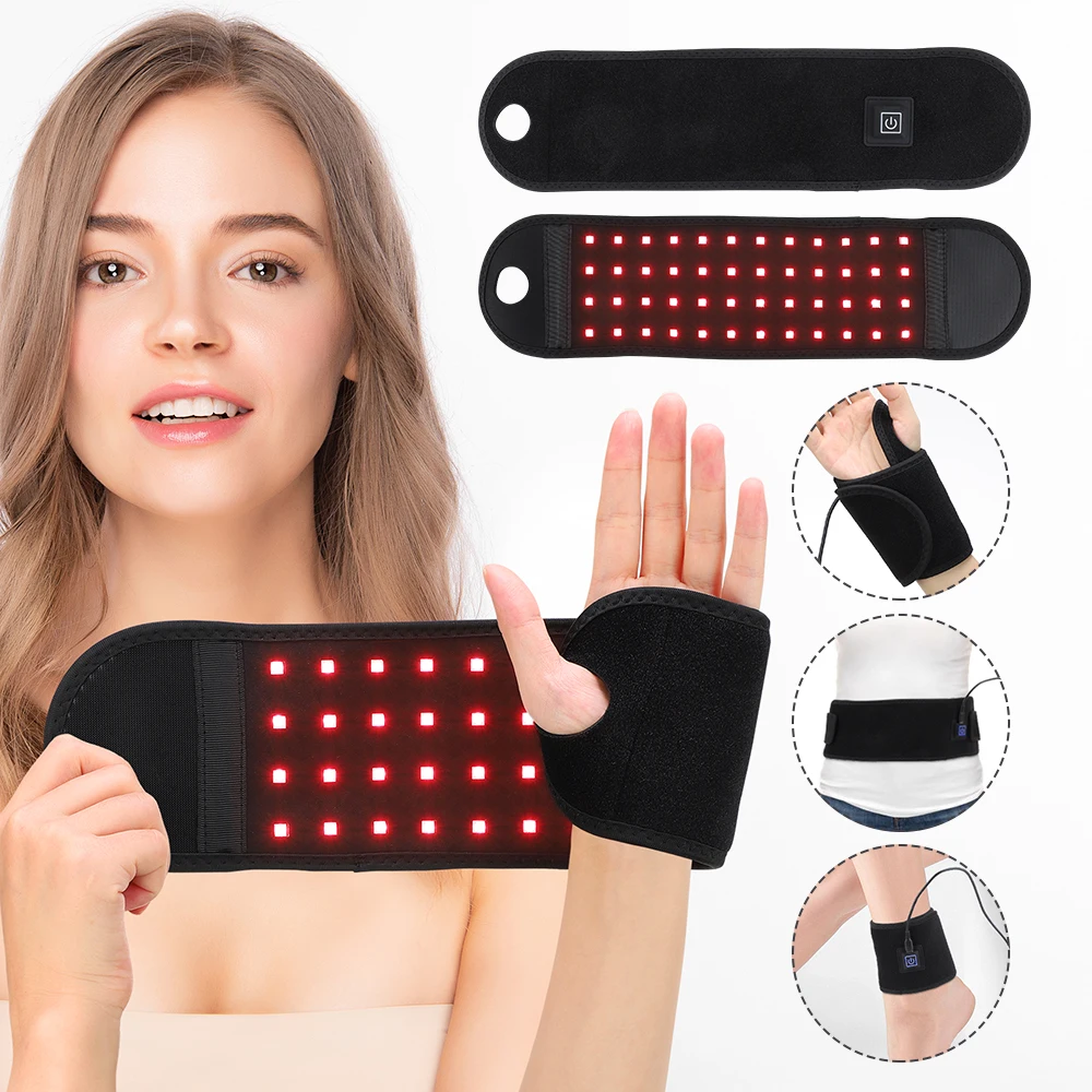 Red Light Therapy Wrist Wraps Hand Massager 660nm 850nm 48 Lamps Infrared Therapy Belt Ankle Support Brace Relieve Tenosynovitis