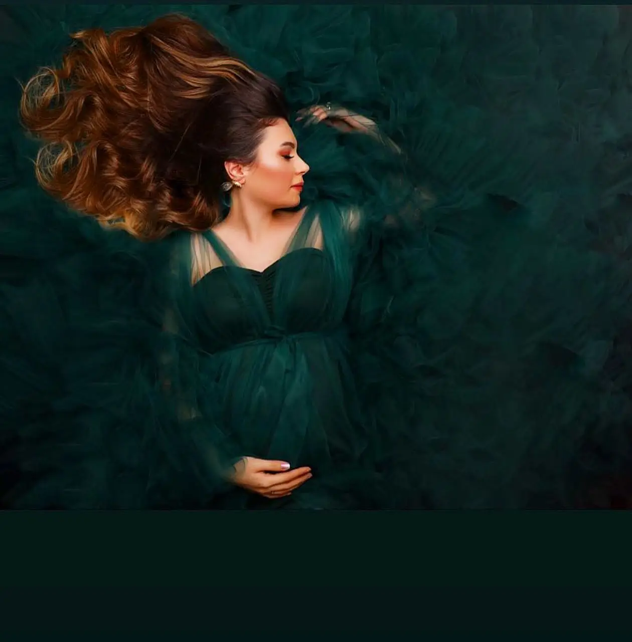 Robe de Bal en Tulle Vert pour Femme Enceinte, Tenue à Volants à Plusieurs Niveaux, Col en V, pour Séance Photo, ixPréChristophe, pour Patients