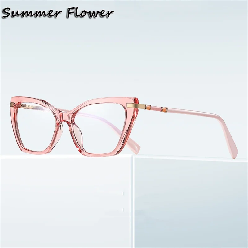 

Women Cat Eye Glasses TR90 Optical Frame Fashion Stylish Trend UV 400 Protection Gafas for Female Clear Lenses Blue Light Block