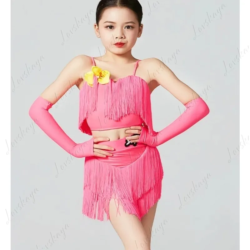 

Детский костюм для латинских танцев, новый летний костюм для девочек с кисточками, профессиональный тренировочный костюм для выступлений