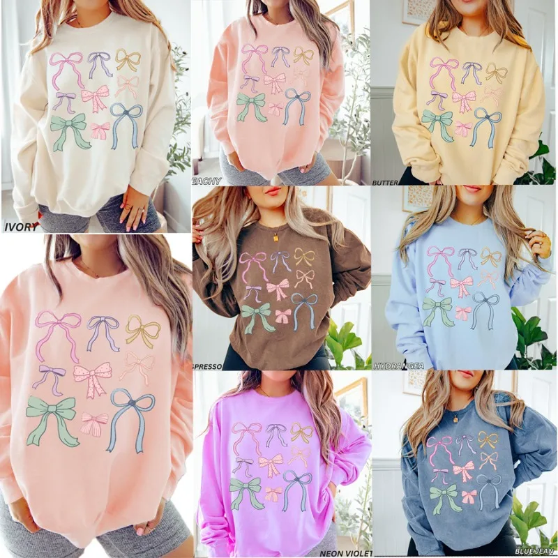 

Anime Hoodie 2025 New Chic Full-sleeve Casual Street Style Thick Spring Bow Parttern