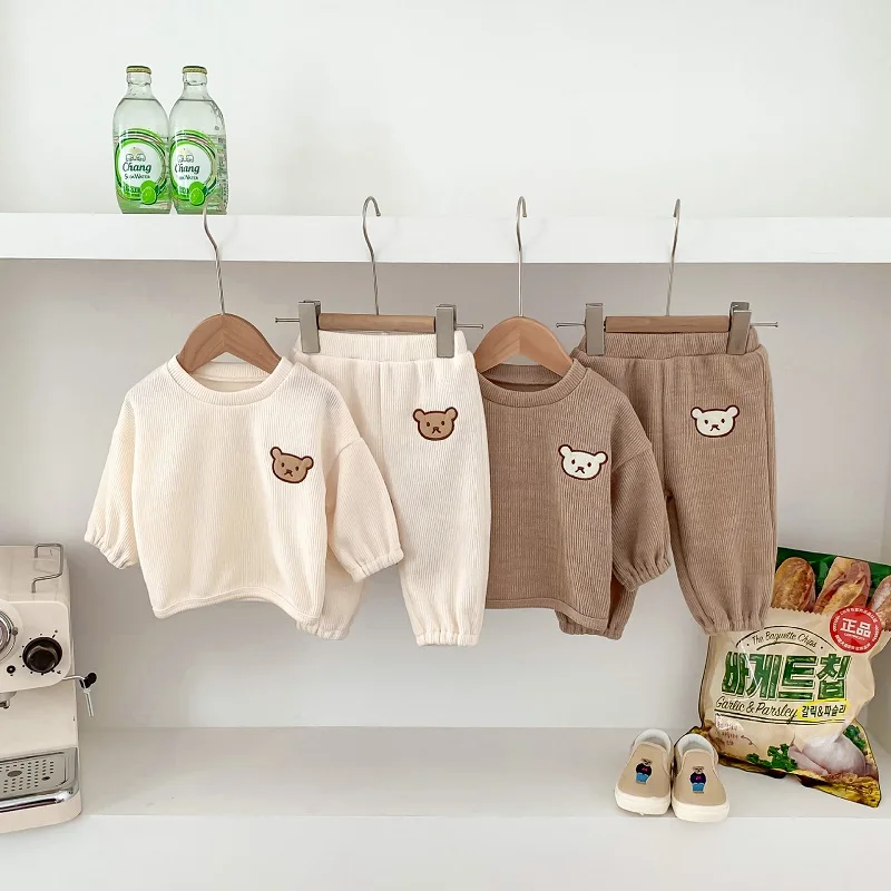 

Cute Newborn Baby Clothes Set 0-3Years Kids Boy Girl Long Sleeve Bear Pullover Tops+Full Length Pant 2PCS Outwear Autumn Clothes