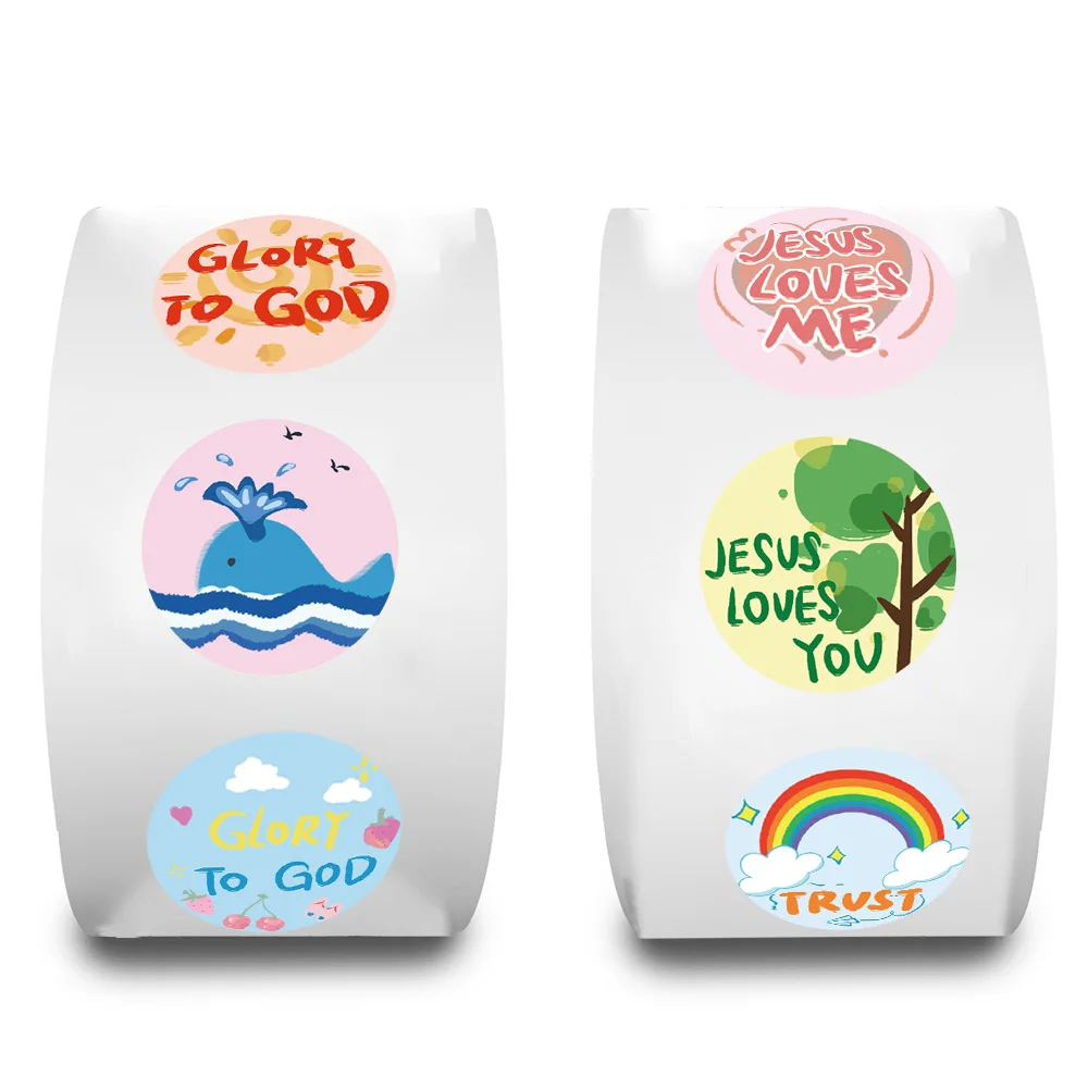 500PCS Cartoon Jesus English Graffiti Scroll Stickers Easter Gift Sealed Party Phone Case Guitar Skateboard Notebook Decorative