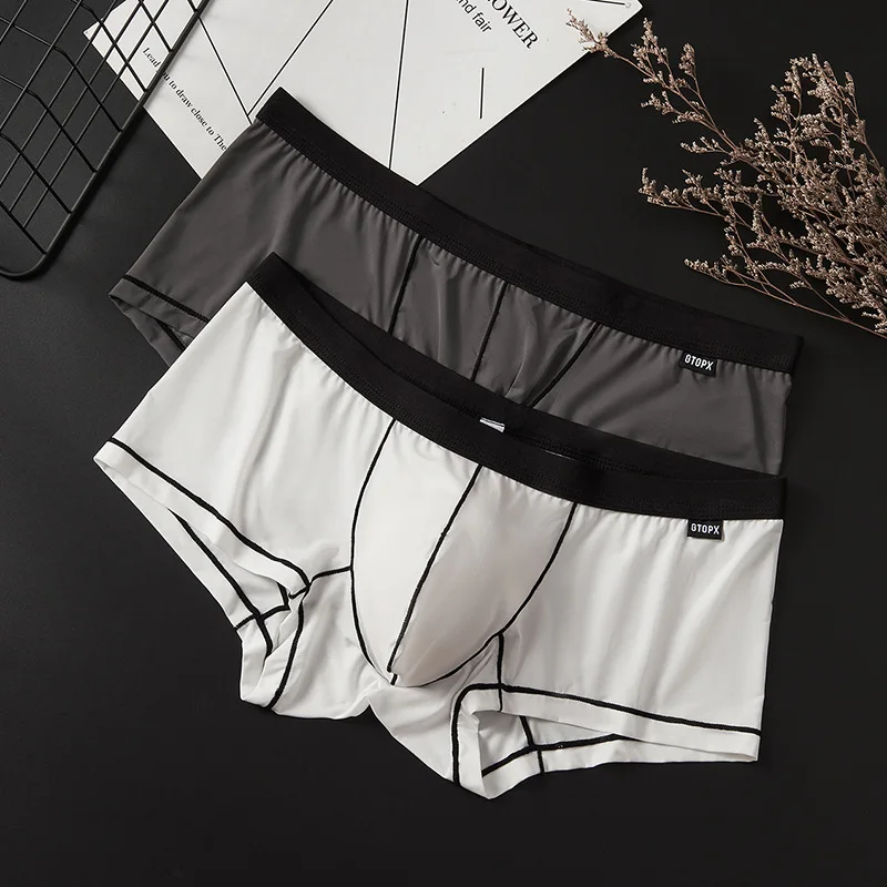 

GTOPX MAN Single-layer U-shaped Sexy Thin Ice Silk Underwear for Men's Summer Semi Transparent Square Underwear
