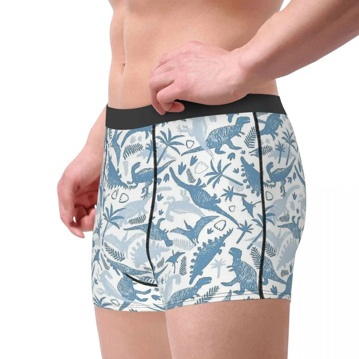 Esqueleto crânio ossos dinossauros azul hawaii cuecas de algodão cuecas masculinas cuecas estampadas shorts boxer briefs