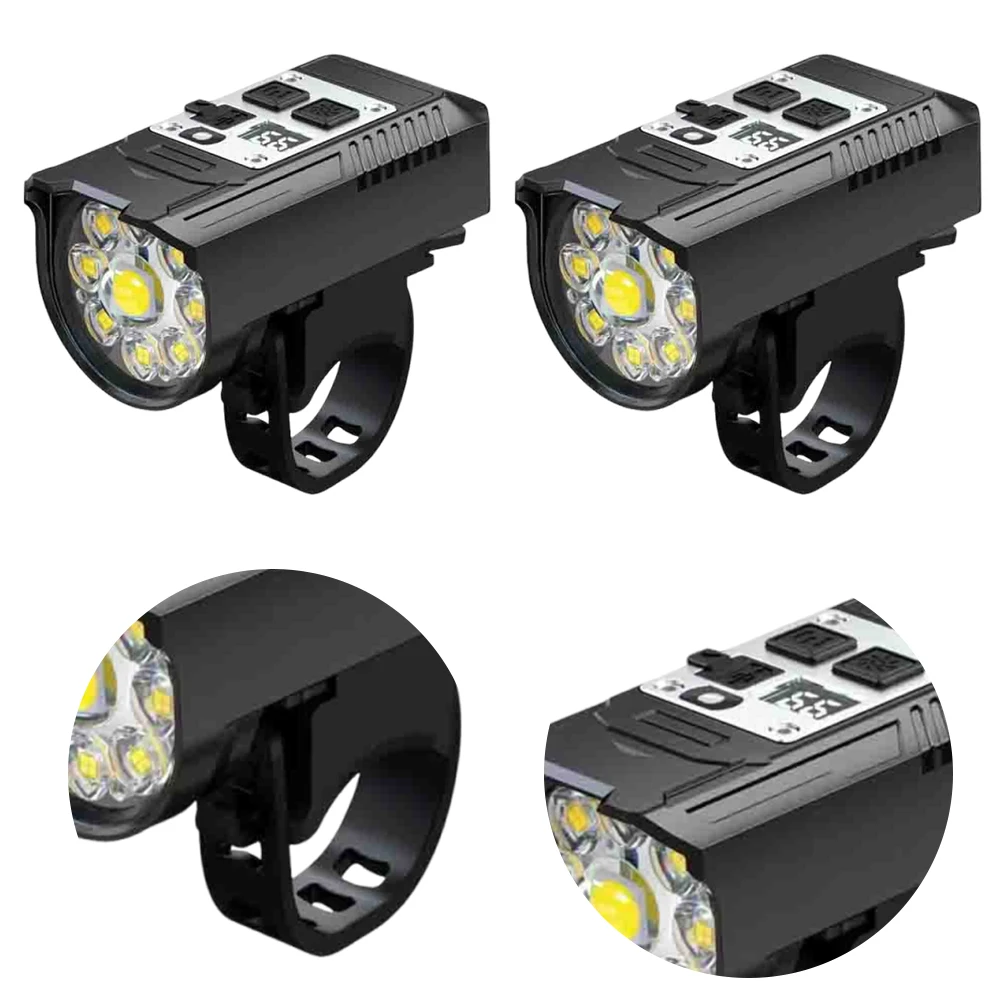 LED دراجة الجبهة ضوء السوبر مشرق دراجة ضوء قابلة للشحن عالية السطوع الدراجة مصباح يدوي الدراجة مصباح السلامة لحالات الطوارئ #5