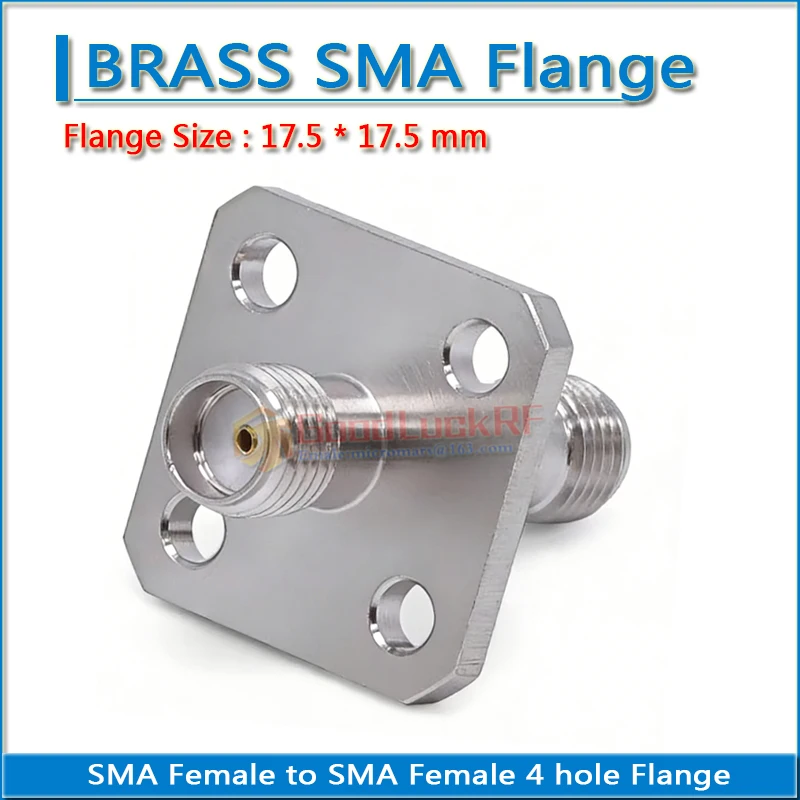 SMA Female to SMA Female Plug 4 hole Flange Chassis Panel Mount 17.5 * 17.5 mm Copper DC-6GHz 50ohm RF Connector Adapter